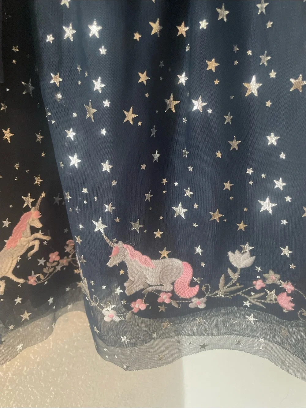 wonder nation Navy Star & Pink Unicorn Tulle Dress